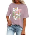 thumbnail image 4 of Purple Tshirts for Women Flower Graphic Tees Short Sleeve Shirts 2025 Summer Casual Loose Fit Beach Tops Going Out Tops for Women, 4 of 6