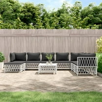 vidaXL 9 Piece Patio Lounge Set with Cushions White Steel