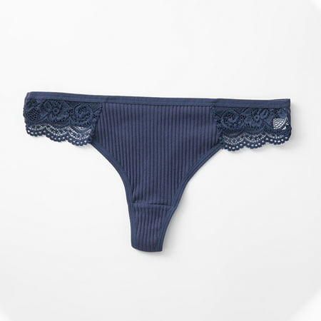 Summer Savings  Women s Cotton Thong Underwear  Low Waist  Lace Crotch  Soft Comfort  Seamless Design  Daily Wear  Breathable  Undergarments  Women Plus Size Clothing | Navy XL  Sopatenor