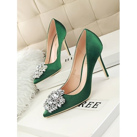 

Rhinestone Decor Stiletto Court Heels Women‘s Footwear