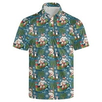 Mens Golf Polo Shirts Christmas Printed Leisure Loose Fit Stylish Relaxed Mens Fall Clothing,Dark Green,XL