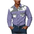 thumbnail image 4 of SERTG Men's Camouflage Print Shirt Fall Winter Long Sleeve Button-Down Collar Front Button Double Pockets Breathable Casual Shirt(Purple,3XL), 4 of 7