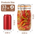 thumbnail image 4 of FOUKUS Glass Jars with Airtight Lids: 33oz Glass Storage Jars Set of 4, Wide Mouth Mason Jars for Pickles, Coffee, Flour & Sugar, Leakproof Glass Food Storage Jars for Kitchen Pantry Organization, 4 of 6