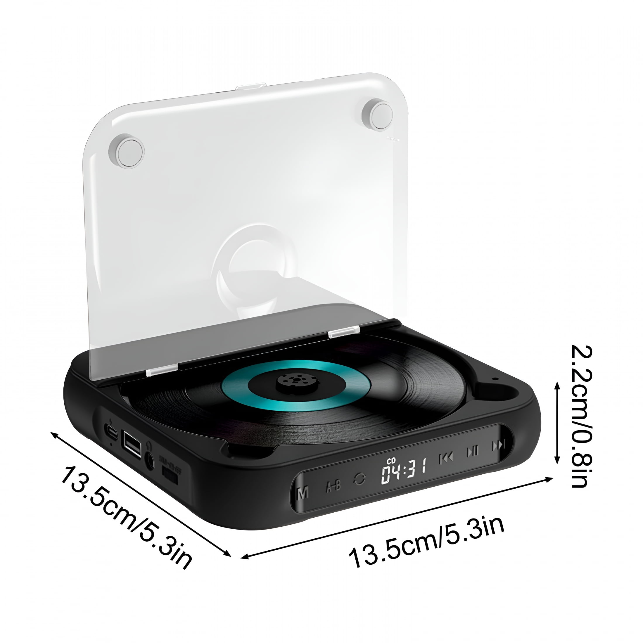 GJX Portable CD Player,Bluetooth Wireless CD Player with Aux/USB,Shockproof Portable CD Player for Car Home Office,Rechargeable Battery LCD Display English Learning Music Player