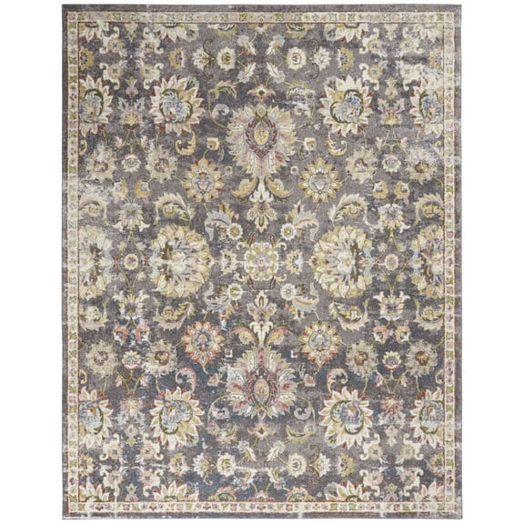 Nourison Juniper Floral Charcoal Multi 5'3" x 7'3" Area Rug, (5x7)