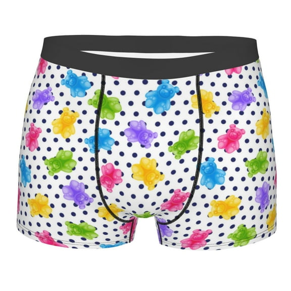 Rateoe Bear And Polka Dot Mens Boxer Briefs Poly Spandex Performance Boxer Briefs Underwear Hem Boxer Briefs - Small