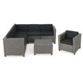 thumbnail image 1 of Noble House Puerta 7 Piece Outdoor Wicker Sectional Sofa Set in Black, 1 of 5