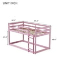 thumbnail image 7 of Alvantor Twin Over Twin Bunk Bed, Solid Rubber Wood Low Floor Bunk with Ladder, Pink, 7 of 7