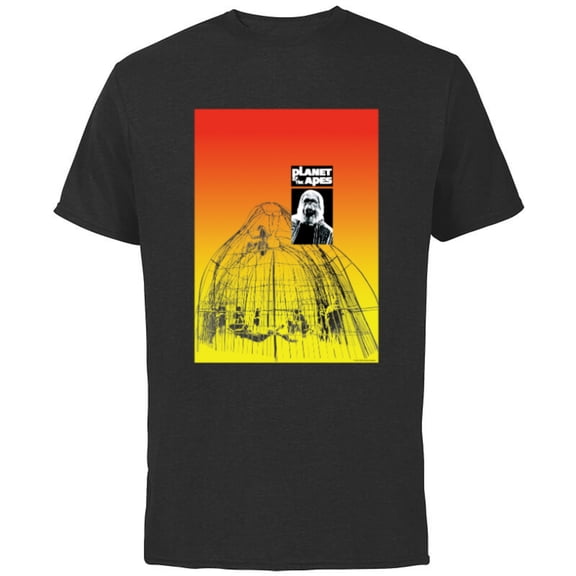 Planet of the Apes 1968 Dr Zaius and Cage Vintage Poster Art - Short Sleeve Cotton T-Shirt for Adults - Customized-Black