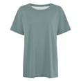thumbnail image 4 of Camiseta de verano holgada para mujer: mezcla de nailon, cuello redondo, fácil de combinar con pantalones cortos o leggings., 4 of 4