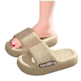 thumbnail image 4 of Eva Slippers With Side Lettering For Women Spring Summer Fashionable Casual Thick-Soled Non-Slip Home Wear Odor-Resistant Bathroom Washable In Beige Size 40 Us 7.5-8.5 Foot Length 9.84 Inc, 4 of 6