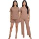 thumbnail image 1 of Conjunto 3 Piezas Blusa Casual con Short y Pantalón a Rayas Outfit Versátil y Cómodo para Mujer, 1 of 5