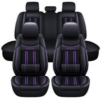 Maidao Car Seat Covers Full Set for Lada for Vesta 2015-Present 5 Seats Waterproof Premium Leather Front and Back Seat Protectors Black and Purple