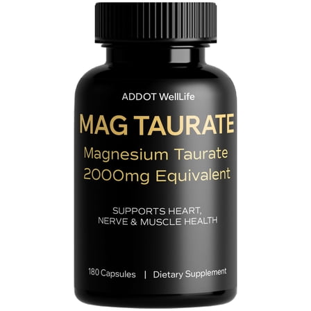MAG Taurate 2000mg Equivalent 180 Capsules | Magnesium Taurate | Heart, Nerve & Muscle Support | Non-GMO