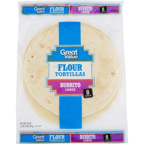 Great Value Flour 10" Burrito Size Tortillas, 8 ct