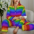 thumbnail image 6 of Uemuo Colorful Glitter Rainbow Pattern Womens Pajama Sets,PJ Set for Women,Pajamas for Women Logo,Long Sleeve Pajama Set for Women,Soft Long Sleeve Top With Pants-, 6 of 9
