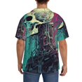 thumbnail image 3 of Gukieu Cartoon Art Skull Print Men's Short-sleeved Shirts, Button-down Pocket Shirts, T-shirts, Beach Vacation Travel Summer Clothing-Small, 3 of 5