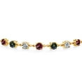 thumbnail image 2 of Gem Stone King 2.91 Ct Red Rhodolite Garnet Green Mystic Topaz 18K Yellow Gold Plated Silver Lab Grown Diamond Tennis Bracelet for Women (Fully Adjustable up to 9 inch), 2 of 3