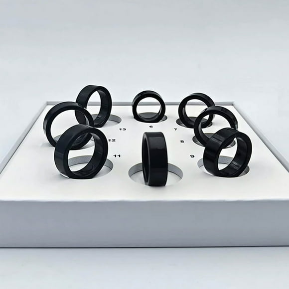 Kit de tamaño de anillo inteligente Juego de 8 piezas para anillos de seguimiento de salud, Calibradores de plástico Tallas 6-13 de EE. UU., Negro, Herramienta de medición de dedo reutilizable para