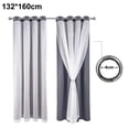 thumbnail image 2 of Layered solid room dark blackout and transparent ring top curtains, 2 of 5