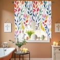 thumbnail image 4 of Easter Leaf Swag Kitchen Curtain Valances, Simple Abstract Spring Green Red Blue Yellow Leaves Plant Rod Pocket Curtains Window Treatment Decor Valances for Bedroom Bathroom, 2 Panels 28 x 36 Inch, 4 of 9