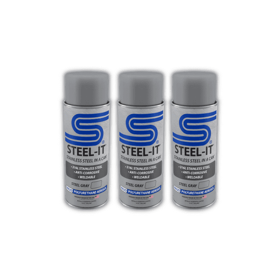 Steel-it 1002D Polyurethane Aerosol Stainless Steel Paint, 12oz., Pack of 3 (Steel Grey)