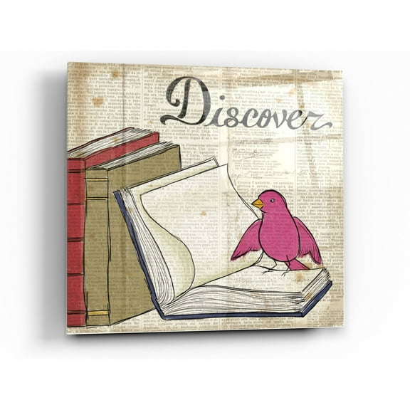 Epic Art 'Bird Inspiration Discover' by Elyse DeNeige, Acrylic Glass Wall Art, 24"x24"