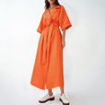 thumbnail image 2 of Sngxgn Women's Long Sleeve Ruched Bodycon Dress Square Neck Party Midi Dresses(Orange,M), 2 of 8