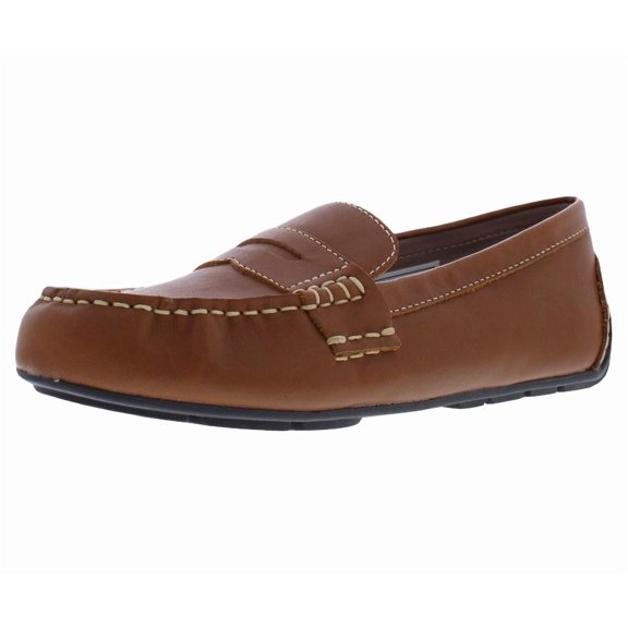 Polo Ralph Lauren Telly Slip On Leather GS Boys Shoes Size 4.5, Color: Tan Burnished Full Grain