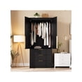thumbnail image 2 of Studyset 69.5" Rattan Armoire Wardrobe Closet Wardrobe Cabinet With 3 Drawers And 2 Doors,Wardrobe Closet With Hanging Rod,Wooden Wardrobe Cabinets For Hanging Clothes, Tall Standing Bedroom Armoires, 2 of 8