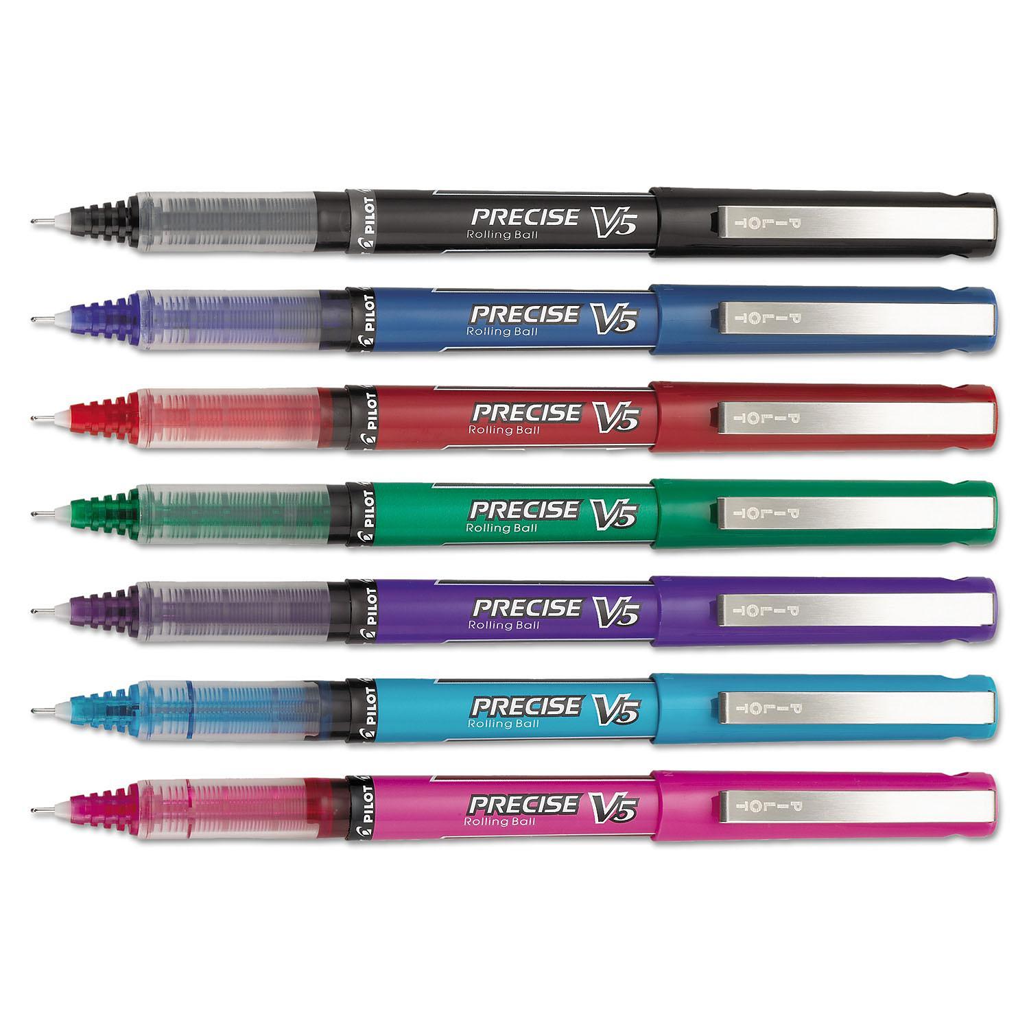 Pilot - Precise V5 Roller Ball Stick Pen, Needle Point, Assorted Inks