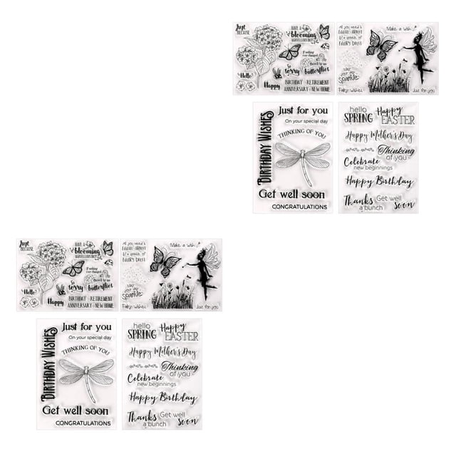 relayinert 4 Pieces/Set Scrapbooking Reusable Embossing Stencil Transparent DIY Crafting Template Embossed Handicraft Accessories Show as Picture 2Set