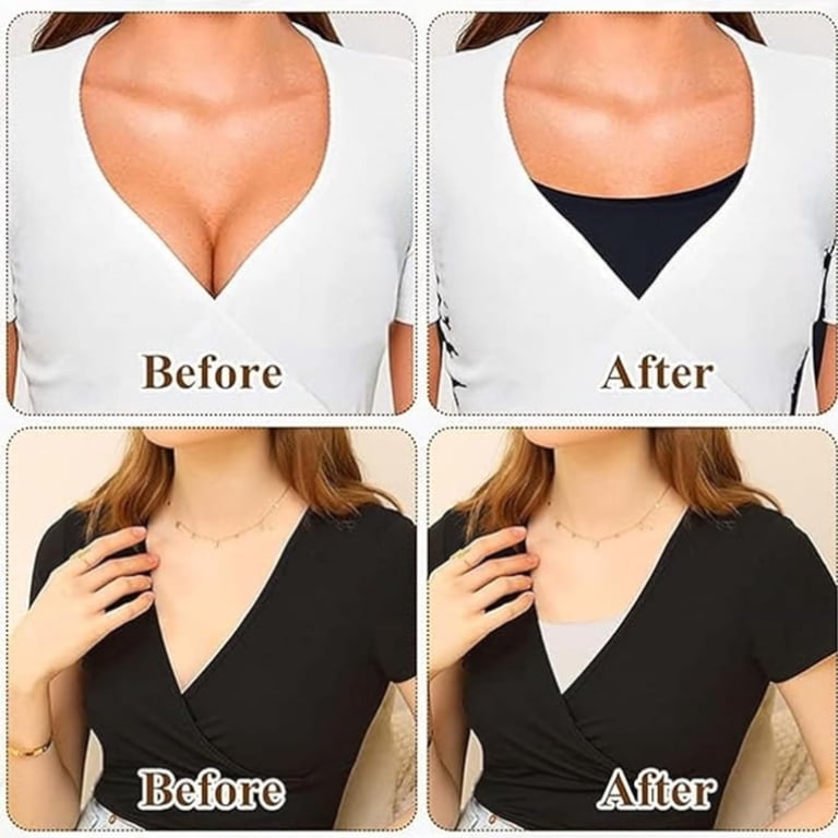 modesty inserts for low cut dresses Camicover 3Pcs Women's Modesty Inserts for Low Cut Dresses Mock Camisole Bra Insert Overlay Modesty Panel Vest (Black White Beige) at Amazon Women's Clothing store