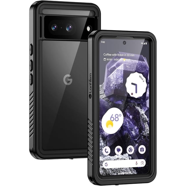 KOMI Pixel 8 Case, IP68 Waterproof Dustproof Case with Built-in Screen Protector, Rugged Full Body Shockproof Protective Clear Cover for Google Pixel 8 6.2 Inch, Black