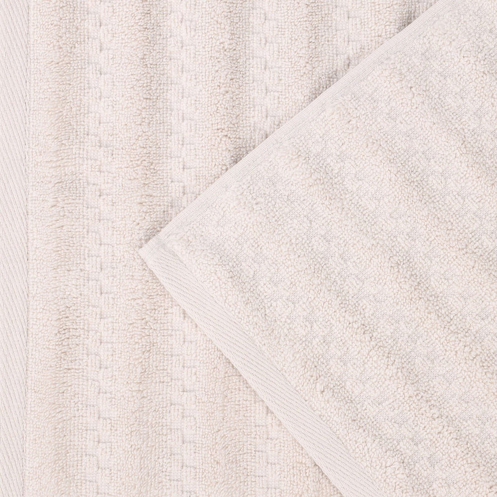 Superior Zuma Waffle Textured Stripes Zero Twist 3 Piece Towel Set, Silver