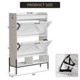 thumbnail image 2 of Farmhouse Shoe Storage Cabinet with Metal Legs, Narrow Hidden Shoe Rack with 2 Flip Drawers, Open Storage and Adjustable Shelves, Freestanding Shoe Organizer for Entryway, 2 of 9