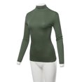 thumbnail image 5 of A2Y Women's Fitted Solid Long Sleeve Mock Neck Rayon Top Shirt Forest Olive L, 5 of 6