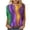 AD-Purple, variant on Womens Fashion Fall T Shirts Mardi Gras 3/4 Sleeve Round Neck Casual Tunic Tops Color Block Carnival Themed Party Parade Tee Shirt Purple M