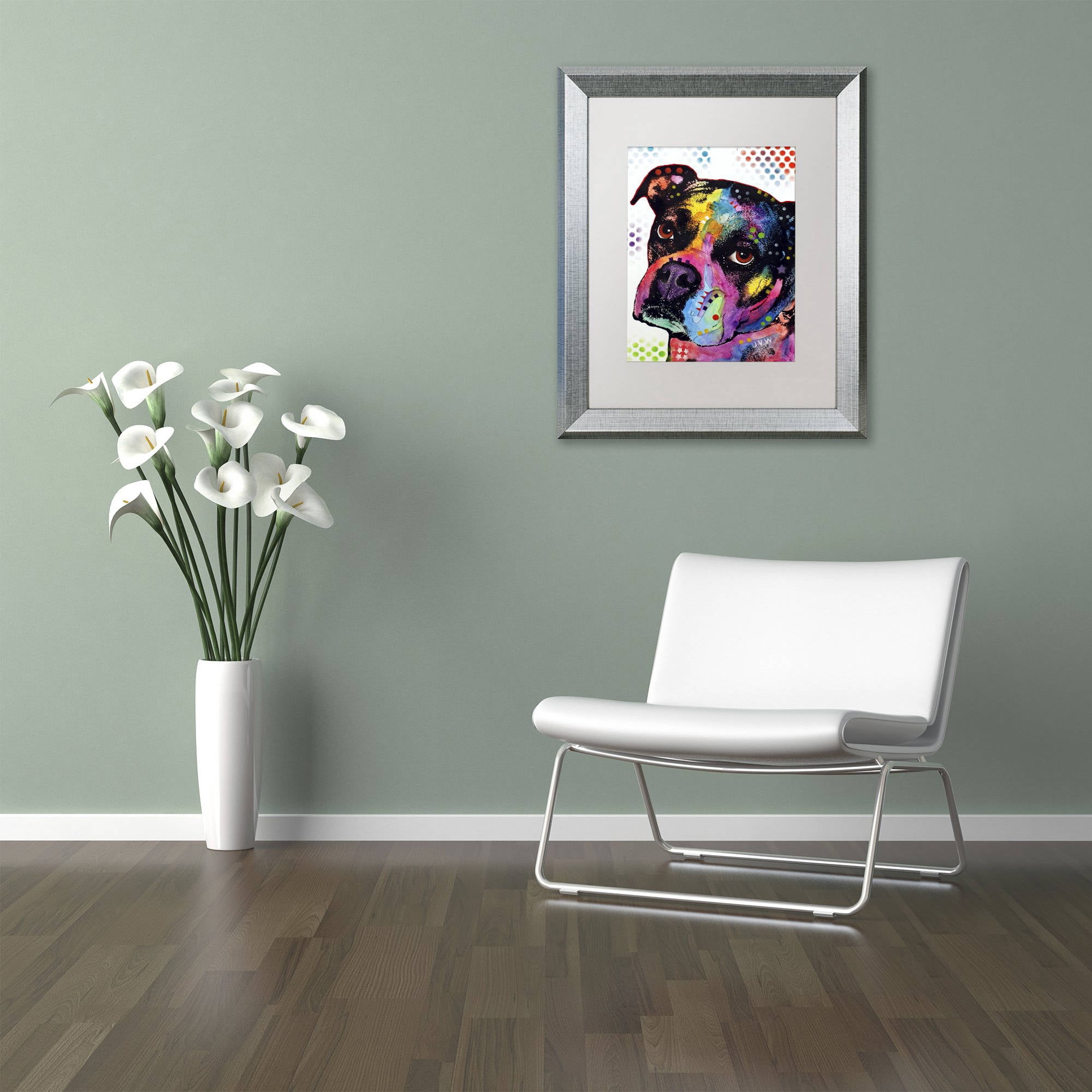 Trademark Fine Art "Young Boxer" Canvas Art by Dean Russo, White Matte, Silver Frame