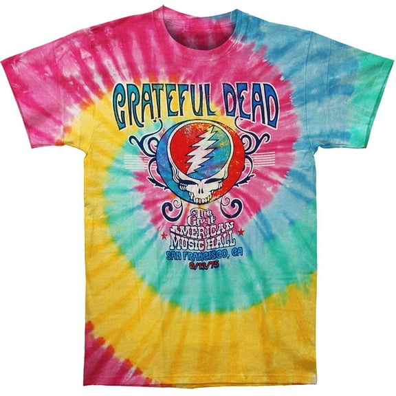 Grateful Dead American Music Hall Spiral Tie Dye Short Sleeve T Shirt