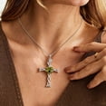 thumbnail image 6 of Juwaliy 925 Sterling Silver Plated Celtic Cross Necklace for Women,August Birthstone Rose Flower Pendant Irish Jewelry Christmas Valentines Birthday Gift for Mother/Wife/Daughter, 6 of 10