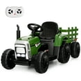 thumbnail image 1 of Costway 12V Kids Ride On Tractor with Trailer Ground Loader w/ RC & Lights Dark Green, 1 of 10