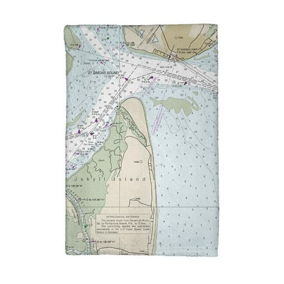 Betsy Drake KT11506 St Simons Sound, GA Nautical Map Kitchen Towel