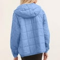 thumbnail image 6 of qolati Women's Quilted Pullover Puffer Jacket Oversized Button Long Sleeve Hooded Coats Winter Warm Lightweight Outwear Jacket Top with Pocket Blue M 6, 6 of 9