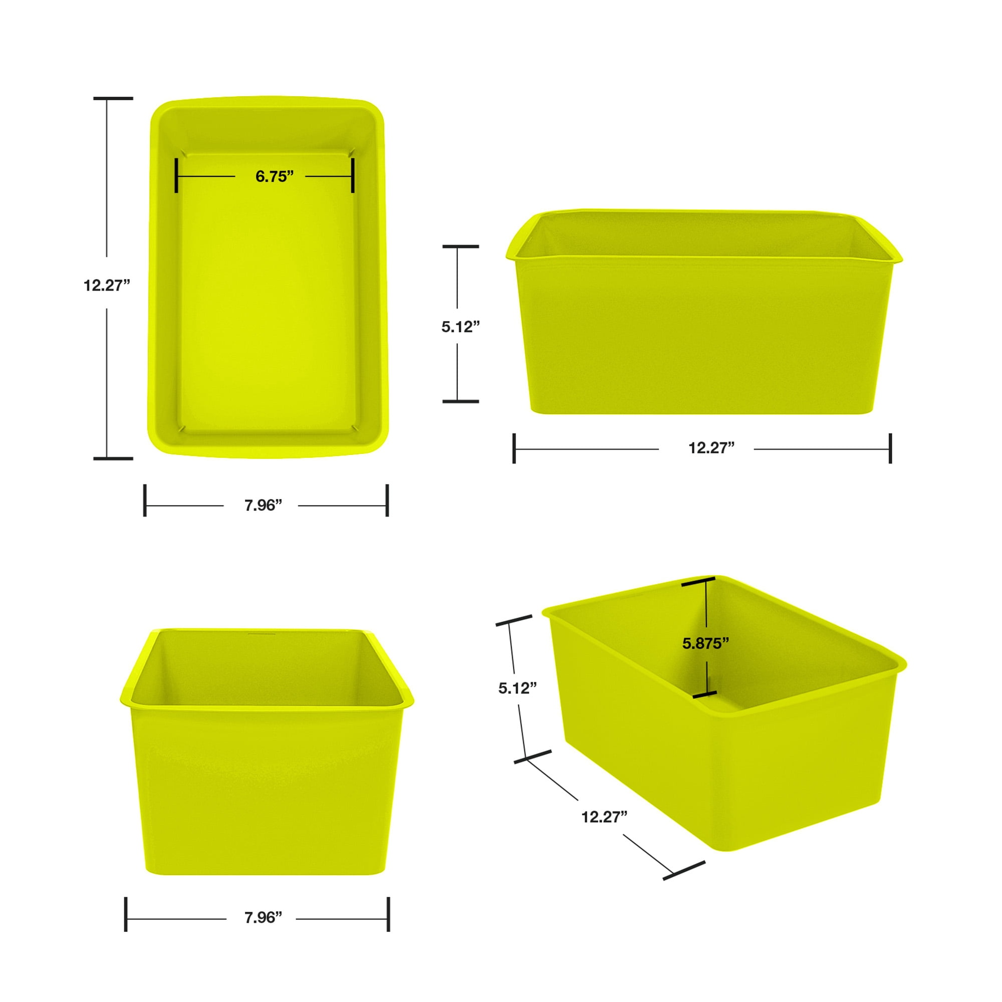 Pen+Gear Cubby Bin, 12.27 x 7.96 x 5.12 in, Lime Pulp, 8-Pack