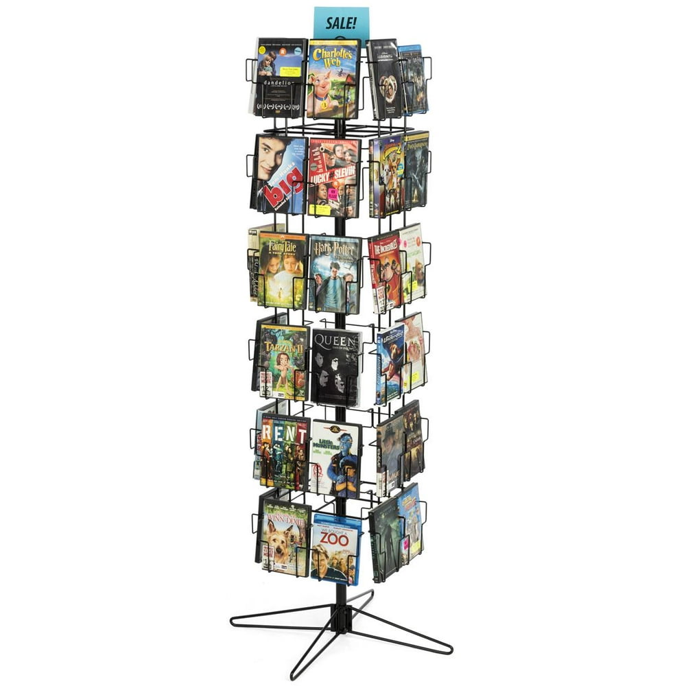 Retail Display Rack, CD/DVD Display Stand, Floor Standing, 48 Pockets