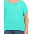 thumbnail image 5 of Women's Plus Size Flowy Flutter Sleeve Blouse with Keyhole Neckline, 5 of 6