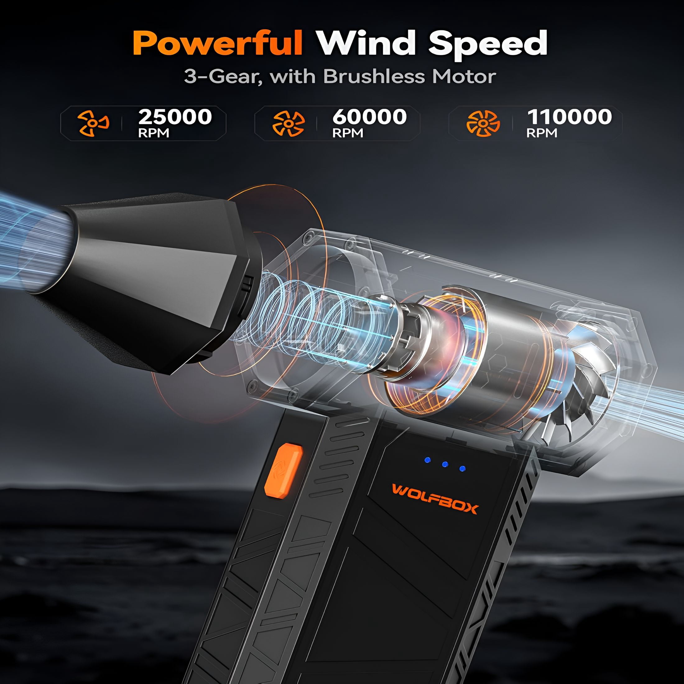 CURYMAY 50 Compressed Air Duster,3-Gear Adjustable Mini Blower with Fast Charging,Dust Blower for Computer,Keyboard,House,Outdoor and Car