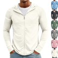 thumbnail image 2 of Sun Shirts for Men Long Sleeve UV Protection UPF 50+ Fishing Hiking Shirt Full Zip Up Hoodie Lightweight Hooded Jacket,White,L, 2 of 10