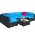 thumbnail image 6 of Lacoo 7 Pieces Patio Conversation Sets Outdoor Sectional Sofa Set PE Rattan Seating Group with Cushions and Table Blue, 6 of 8